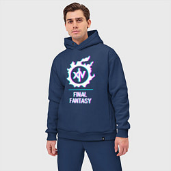Мужской костюм оверсайз Final Fantasy в стиле glitch и баги графики, цвет: тёмно-синий — фото 2