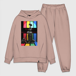 Мужской костюм оверсайз Берегись электросамоката, цвет: пыльно-розовый