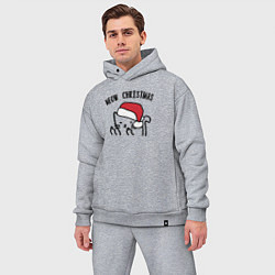 Мужской костюм оверсайз Поздравление от кота, цвет: меланж — фото 2