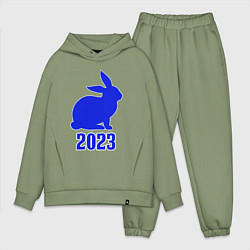 Мужской костюм оверсайз 2023 силуэт кролика синий