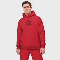 Мужской костюм оверсайз Ханука, Звезда Давида, Happy Hanukkah, цвет: красный — фото 2