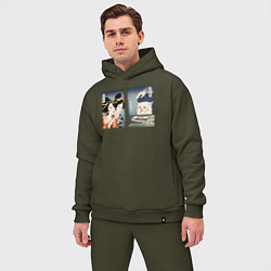 Мужской костюм оверсайз Мем в японском стиле, цвет: хаки — фото 2