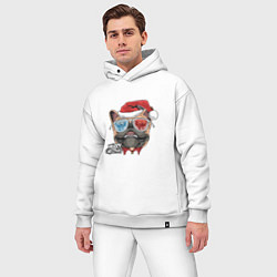 Мужской костюм оверсайз Pug christmas, цвет: белый — фото 2