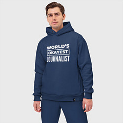 Мужской костюм оверсайз Worlds okayest journalist, цвет: тёмно-синий — фото 2