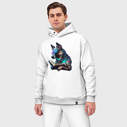 Мужской костюм оверсайз Киберпанк собака с книгой, цвет: белый — фото 2