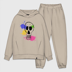 Мужской костюм оверсайз Черепушка со следами красок