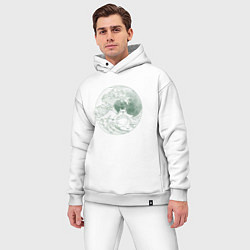 Мужской костюм оверсайз Тоторо серфит на большой волне в канагаве - зелены, цвет: белый — фото 2