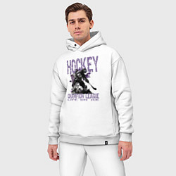 Мужской костюм оверсайз Hockey жизнь на льду, цвет: белый — фото 2