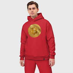 Мужской костюм оверсайз Золотая монета биткойн, цвет: красный — фото 2