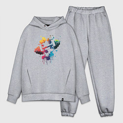 Мужской костюм оверсайз Иллюстрация гантели, цвет: меланж