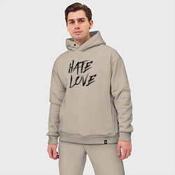 Мужской костюм оверсайз Hate love Face, цвет: миндальный — фото 2