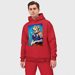 Мужской костюм оверсайз The dog is a brave cosmonaut, цвет: красный — фото 2