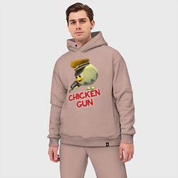 Мужской костюм оверсайз Chicken Gun logo, цвет: пыльно-розовый — фото 2