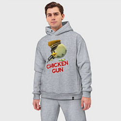 Мужской костюм оверсайз Chicken Gun logo, цвет: меланж — фото 2