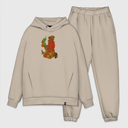 Мужской костюм оверсайз Емеля с щукой, цвет: миндальный