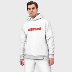 Мужской костюм оверсайз Wasted - красная, цвет: белый — фото 2