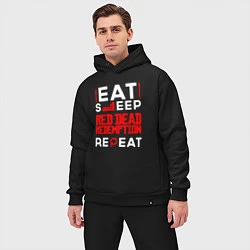 Мужской костюм оверсайз Надпись eat sleep Red Dead Redemption repeat, цвет: черный — фото 2