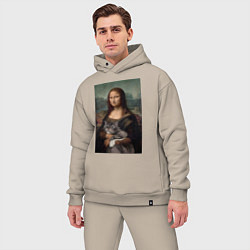 Мужской костюм оверсайз Мона Лиза с котиком, цвет: миндальный — фото 2