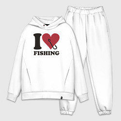 Мужской костюм оверсайз I love fishing, цвет: белый