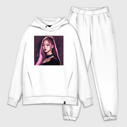 Мужской костюм оверсайз Blackpink Jennie аниме рисунок, цвет: белый