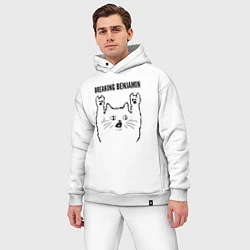 Мужской костюм оверсайз Breaking Benjamin - rock cat, цвет: белый — фото 2