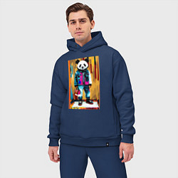 Мужской костюм оверсайз Funny panda - pop art, цвет: тёмно-синий — фото 2