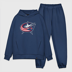 Мужской костюм оверсайз Columbus blue jackets - hockey team - emblem, цвет: тёмно-синий