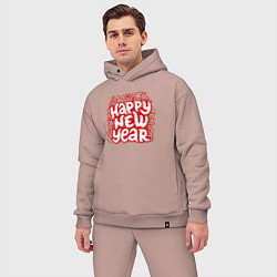 Мужской костюм оверсайз Happy new year леттеринг, цвет: пыльно-розовый — фото 2