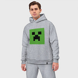 Мужской костюм оверсайз Minecraft creeper face, цвет: меланж — фото 2