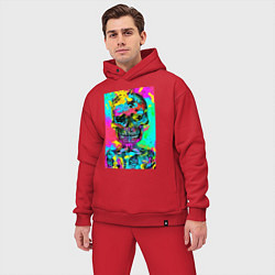 Мужской костюм оверсайз Cool skull - pop art - vogue, цвет: красный — фото 2