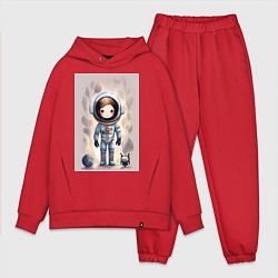 Мужской костюм оверсайз Милый маленький космонавт - нейросеть, цвет: красный