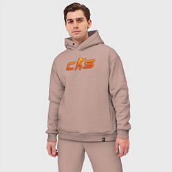 Мужской костюм оверсайз CS 2 orange logo, цвет: пыльно-розовый — фото 2