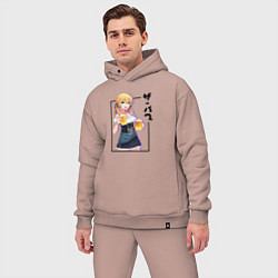 Мужской костюм оверсайз Аниме девушка - пивняшка, цвет: пыльно-розовый — фото 2