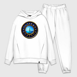 Мужской костюм оверсайз Колесо сансары, цвет: белый