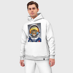 Мужской костюм оверсайз Кот в костюме астронавта, цвет: белый — фото 2