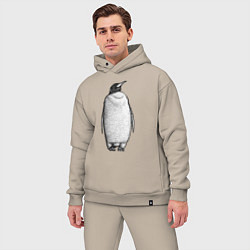 Мужской костюм оверсайз Пингвин стоит анфас, цвет: миндальный — фото 2
