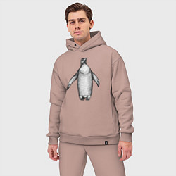Мужской костюм оверсайз Пингвин штрихами, цвет: пыльно-розовый — фото 2
