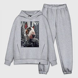 Мужской костюм оверсайз Dude bull terrier in New York - ai art, цвет: меланж