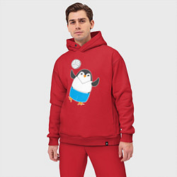 Мужской костюм оверсайз Пингвин волейболист, цвет: красный — фото 2