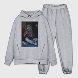 Мужской костюм оверсайз Кот - задрот, цвет: меланж