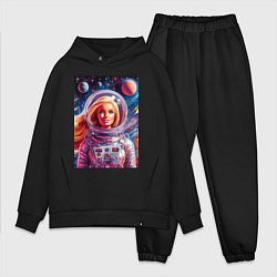 Мужской костюм оверсайз Красавица Барби в космосе - нейросеть, цвет: черный