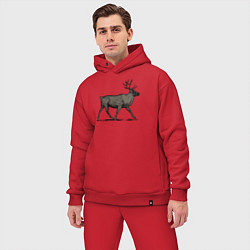Мужской костюм оверсайз Северный олень в профиль, цвет: красный — фото 2