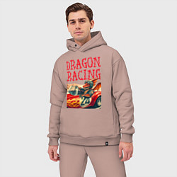 Мужской костюм оверсайз Dragon cool racer - ai art, цвет: пыльно-розовый — фото 2