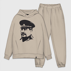 Мужской костюм оверсайз Сталин в фуражке, цвет: миндальный