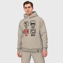 Мужской костюм оверсайз Eat - sleep - Fortnite - repeat, цвет: миндальный — фото 2