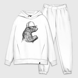 Мужской костюм оверсайз Суслик в кепке, цвет: белый