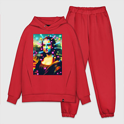 Мужской костюм оверсайз Мона Лиза м неоновые кубики - стилизация, цвет: красный