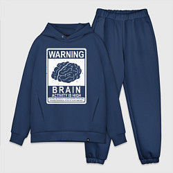 Мужской костюм оверсайз Warning - high brain activity, цвет: тёмно-синий