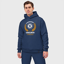 Мужской костюм оверсайз Лого Chelsea и надпись legendary football club, цвет: тёмно-синий — фото 2