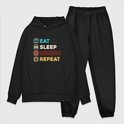 Мужской костюм оверсайз Eat sleep roblox repeat art, цвет: черный